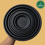 Đĩa nhựa mỏng nhẹ lót chậu cây VIETPOT, màu đen, cây cảnh, trang trí nhà vườn, ban công 