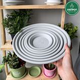  Đĩa nhựa mỏng nhẹ lót chậu cây VIETPOT, màu xám, cây cảnh, trang trí nhà vườn, ban công 