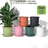  Chậu nhựa trồng cây VIETPOT, size 16x14, Trơn, kiểng lá, hoa hồng, để bàn, trang trí sân vườn. 