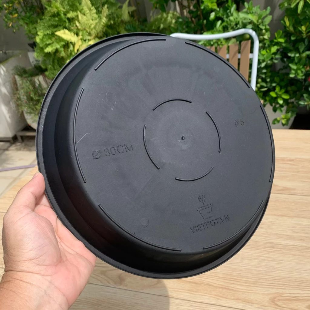  Đĩa nhựa mỏng nhẹ lót chậu cây VIETPOT, màu đen, cây cảnh, trang trí nhà vườn, ban công 