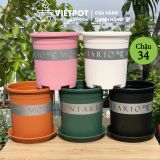  Chậu Nhựa Trồng Cây VIETPOT, size lớn 34x36cm MONTARIO, 6,6gallon, trang trí bàn, sân vườn, ban công 