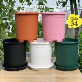  Chậu Nhựa Trồng Cây VIETPOT, size lớn 34x36cm, 6,6gallon, trơn, trang trí bàn, sân vườn, ban công. 