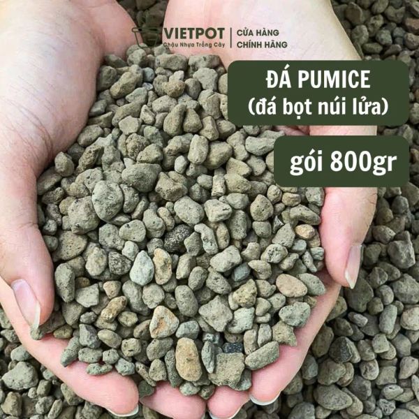  Đá Pumice VIETPOT, bao 800gr, size nhỏ, giá thể trồng cây cung cấp khoáng chất cho hoa, xương rồng 