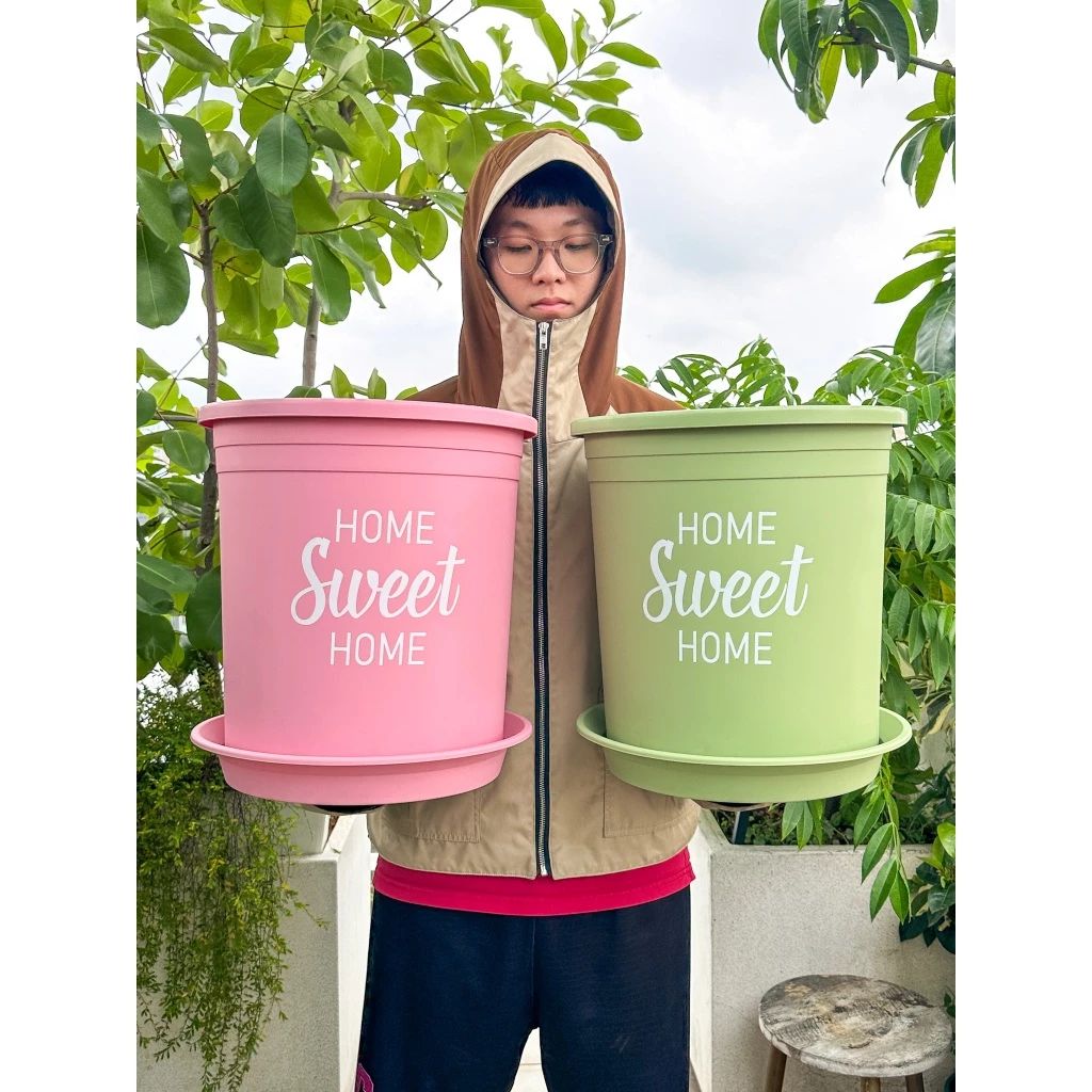  Chậu nhựa trồng cây VIETPOT, size lớn 34x36cm, 6.6gal, Sweet home, trồng hoa kiểng để sân vườn nhà. 