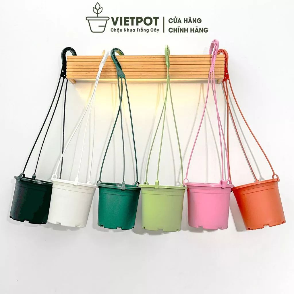  Chậu nhựa treo ban công VIETPOT, trơn, chính hãng, cây kiểng, cây hoa, trang trí sân vườn. 