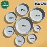  Đĩa nhựa mỏng nhẹ lót chậu cây VIETPOT, màu xám, cây cảnh, trang trí nhà vườn, ban công 