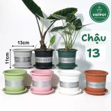  Chậu nhựa trồng cây VIETPOT, size nhỏ 13x11cm, MONTARIO, trồng kiểng lá hoa, để bàn, sân vườn 