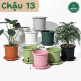  Chậu nhựa trồng cây VIETPOT, size 13x11, trơn, chính hãng, kiếng lá hoa, sen đá, bàn làm việc 
