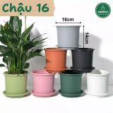  Chậu nhựa trồng cây VIETPOT, size 16x14, Trơn, kiểng lá, hoa hồng, để bàn, trang trí sân vườn. 