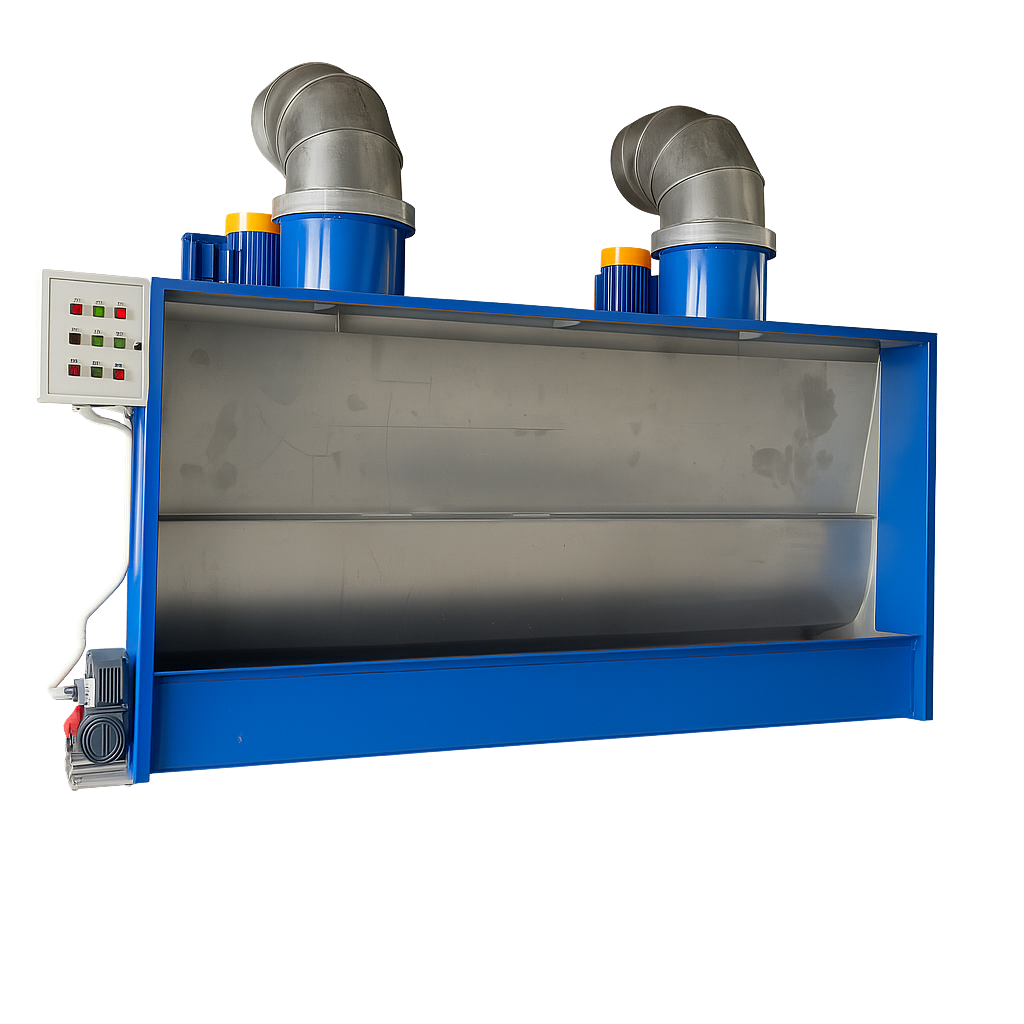 Buồng sơn nước 2 máng tràn rộng 3300 cao 1940