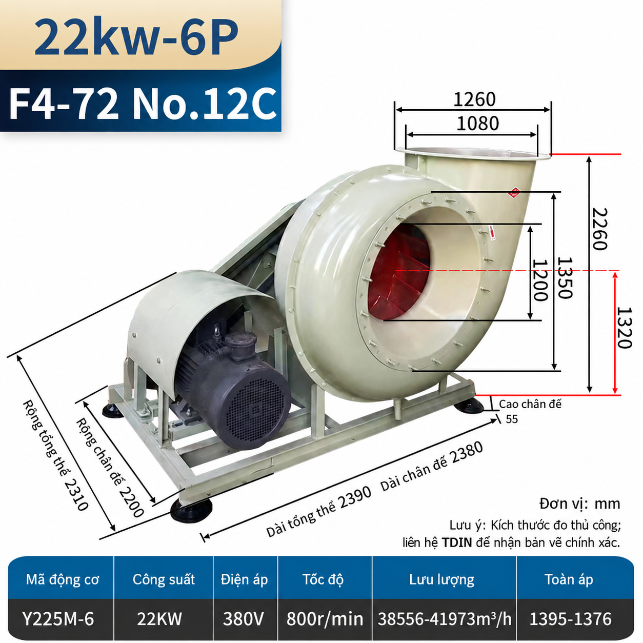 Quạt ly tâm FRP F4-72C gián tiếp
