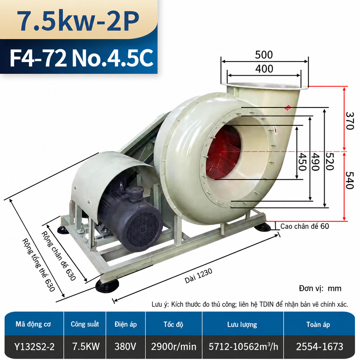 Quạt ly tâm FRP F4-72C gián tiếp
