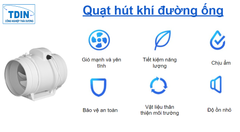 Quạt cấp khí tươi hút khí TD.QHK.MF-200P công suất 125-145w