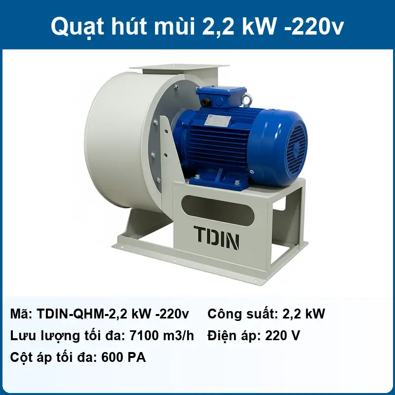 Quạt hút mùi 1,5 kw 2826 m3/h điện áp 220 v