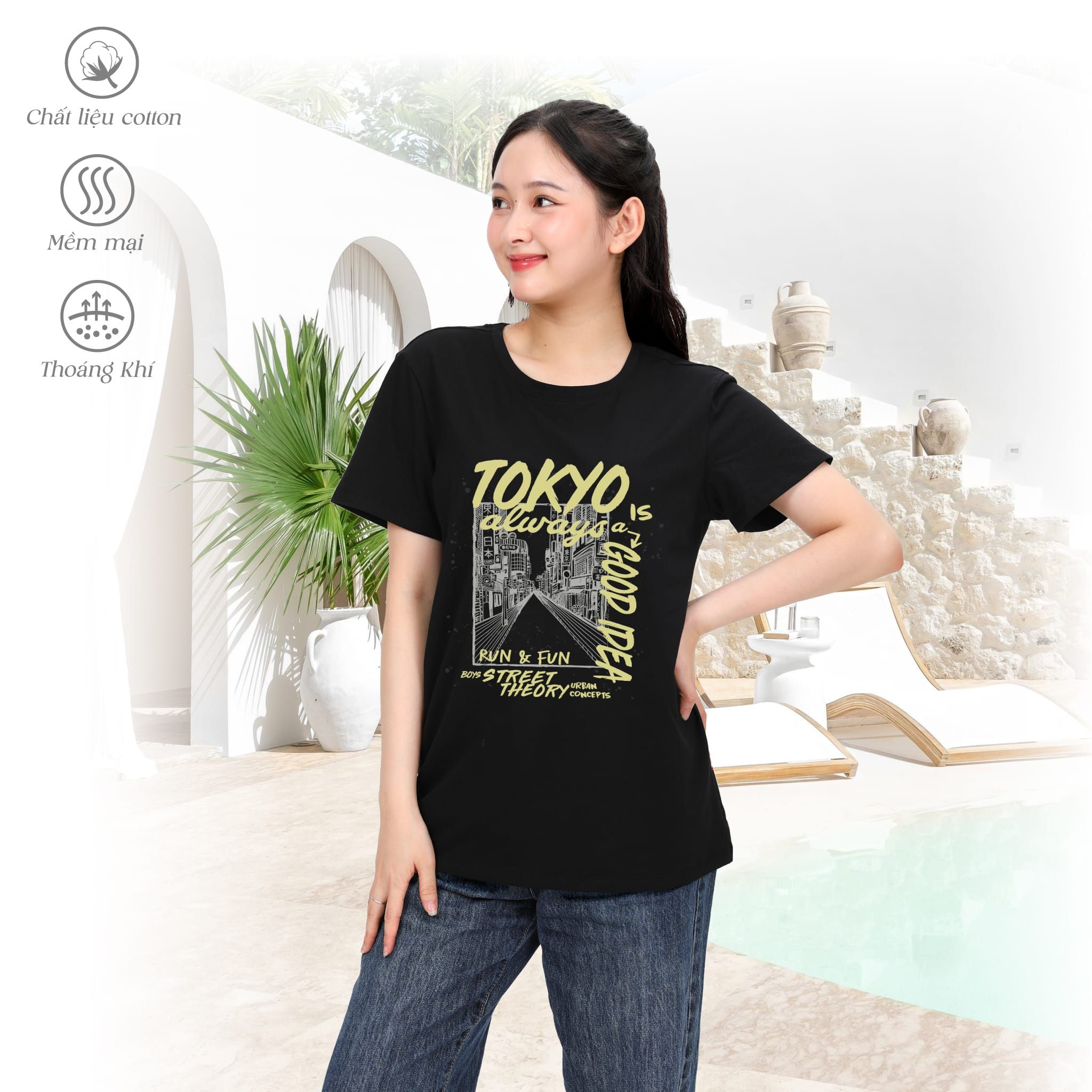Áo thun nữ form rộng chất cotton siêu mát 020p 0354