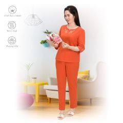 Set đồ bộ nữ kiểu quần dài tay Lỡ chất cotton cvc mát 193p 3332
