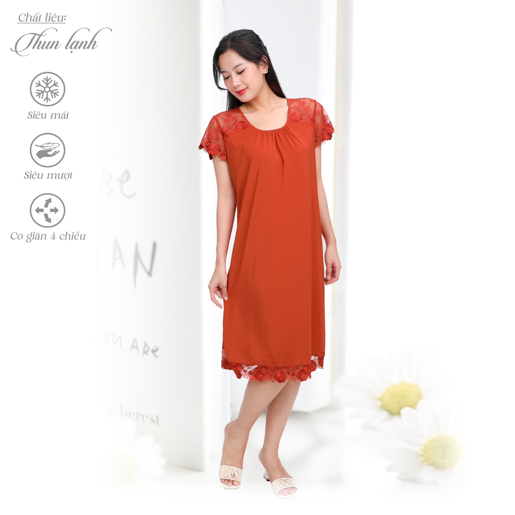 Áo ngủ, Váy ngủ tay ngắn chất thun lạnh siêu bền 012p 8010