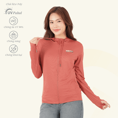Áo khoác nữ chống nắng, chống UV có nón chất poly sọc 311p 1362