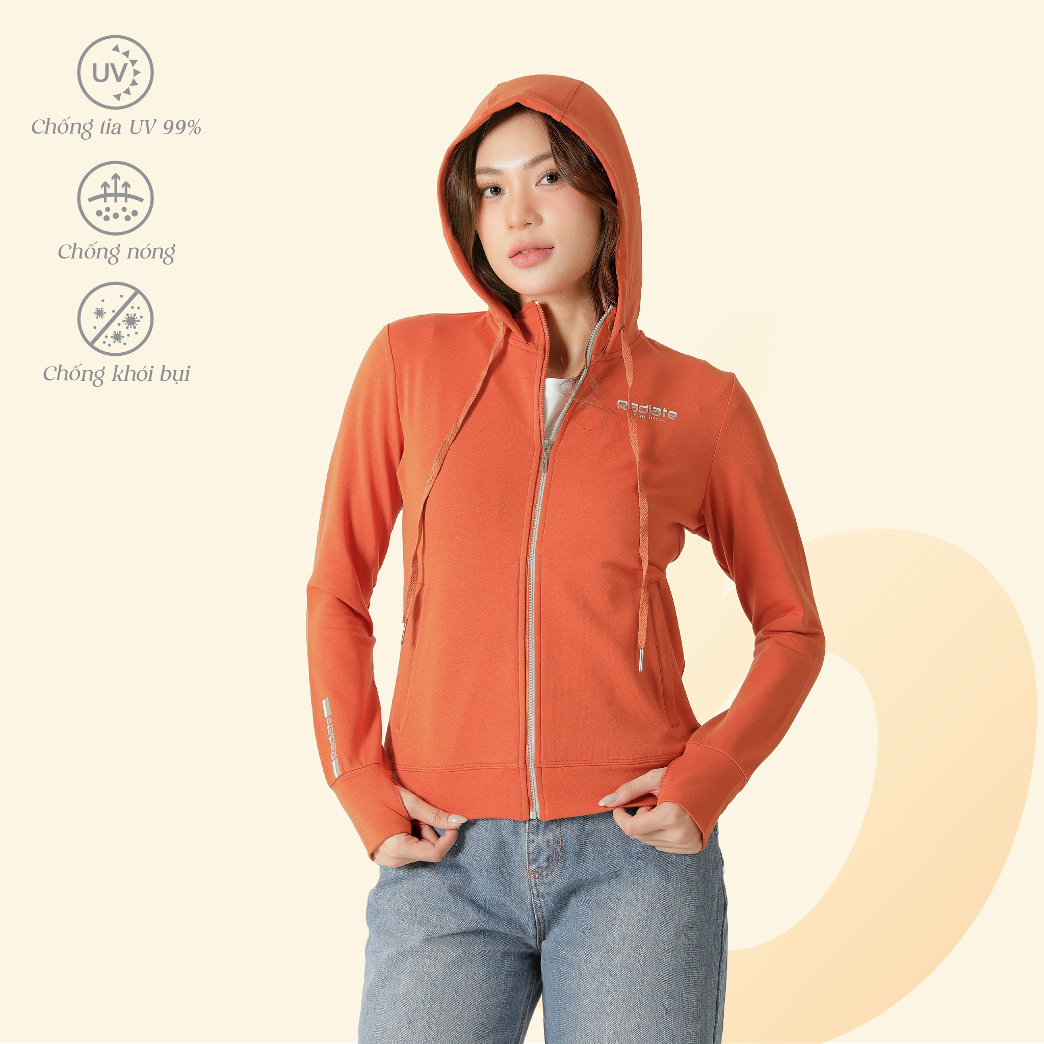 Áo khoác nữ chống nắng, chống UV chất vảy cá cotton cvc mát 401p 1144