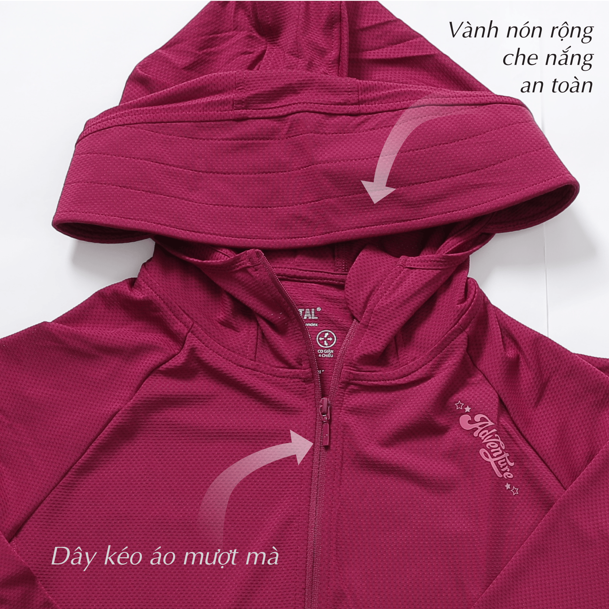 Áo khoác nữ chống nắng, chống UV có nón chất poly thái 311p 1132