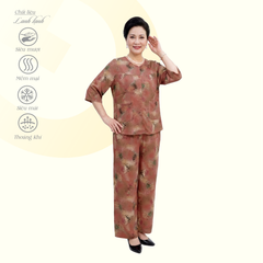 Set đồ bộ nữ kiểu quần dài tay lở chất lanh lạnh siêu bền 253p 6079