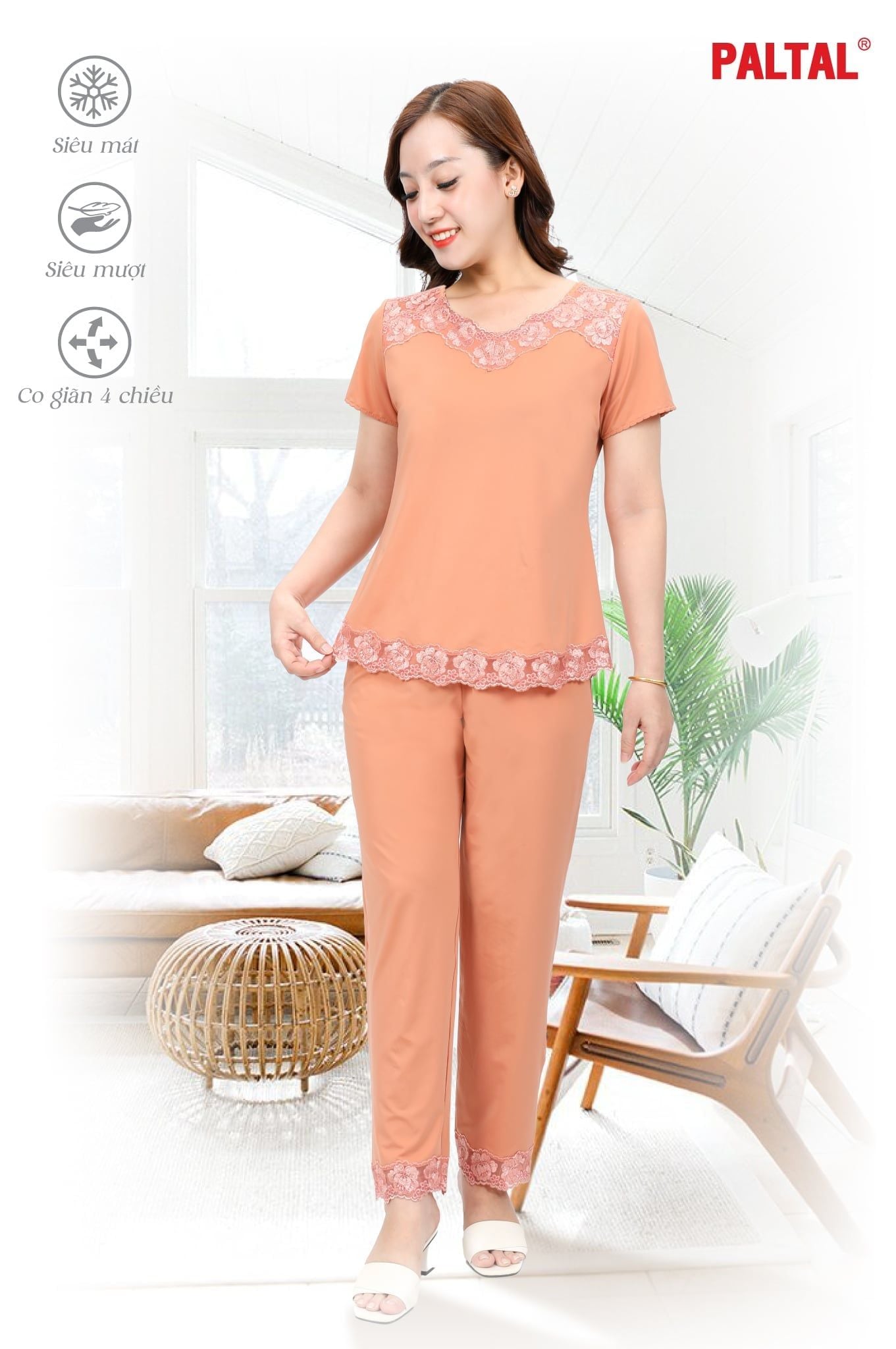 Set đồ bộ nữ kiểu quần dài tay ngắn chất thun lạnh siêu bền 013p 3339