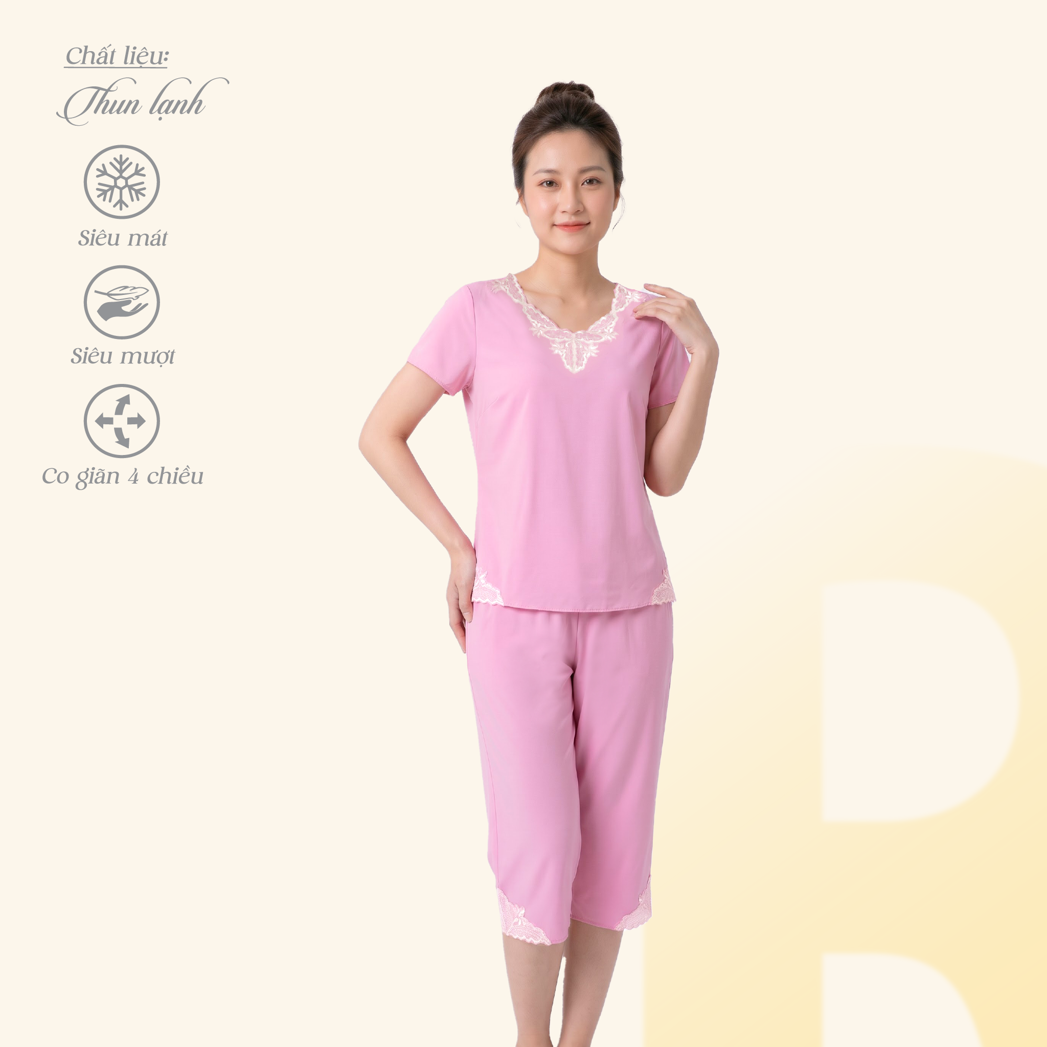 Set đồ bộ nữ kiểu quần lửng Tay Ngắn chất thun lạnh siêu bền 014p 6098