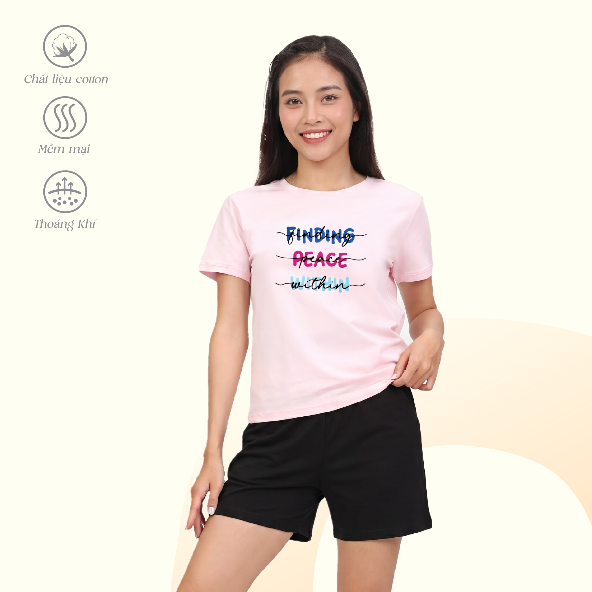 Set đồ bộ nữ kiểu quần đùi áo tay ngắn chất cotton siêu mát 025p 5238