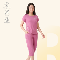 Set đồ bộ nữ kiểu quần lửng áo tay ngắn chất cotton siêu mát 024p 4326