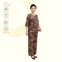 Set đồ bộ nữ kiểu quần dài tay lở chất lanh lạnh siêu bền 253p 6079