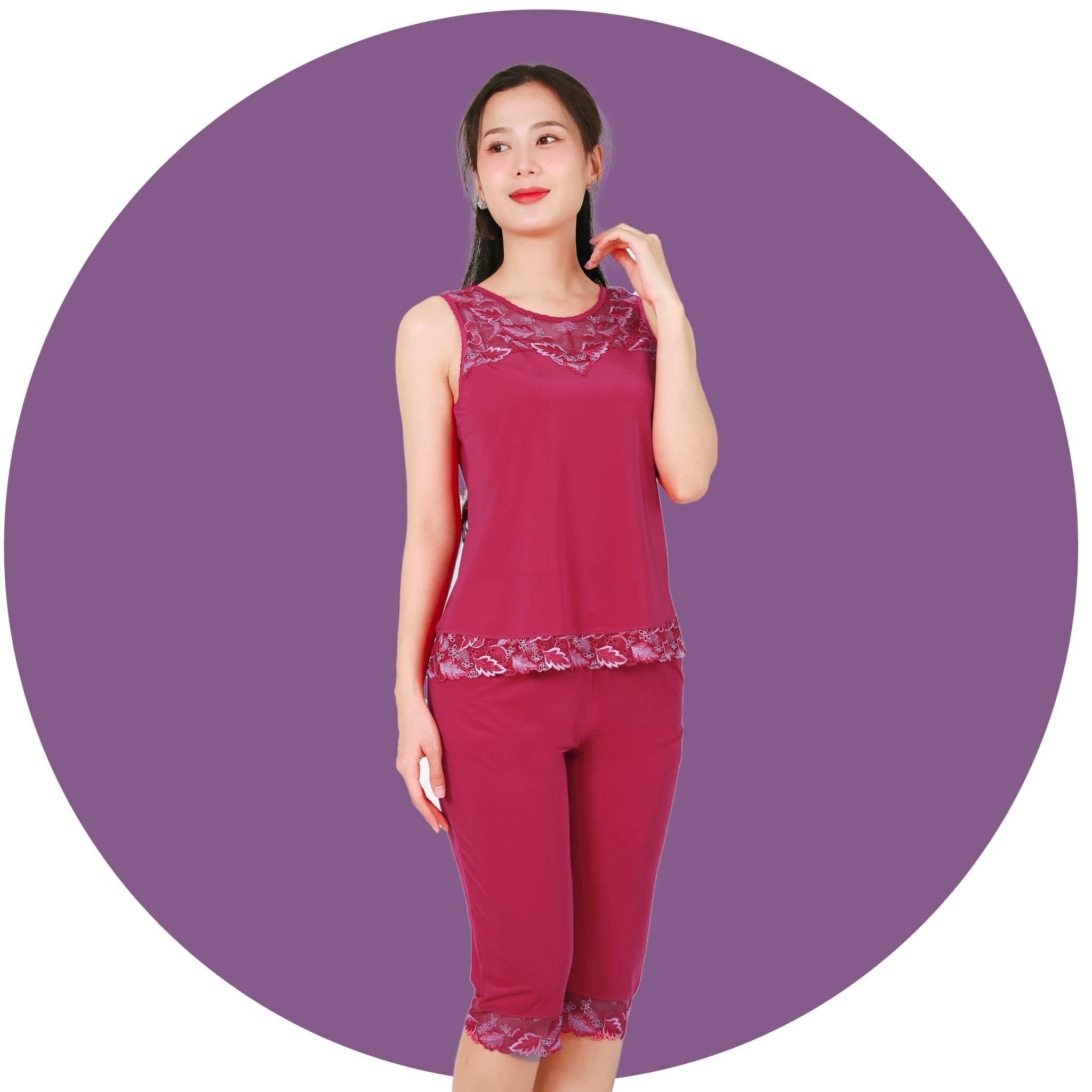 Set đồ bộ nữ kiểu quần lửng tay Bản chất thun lạnh siêu bền 014p 7036