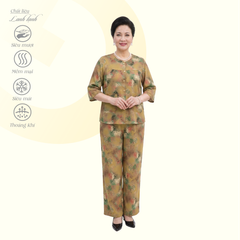 Set đồ bộ nữ kiểu quần dài tay lở chất lanh lạnh siêu bền 253p 6079