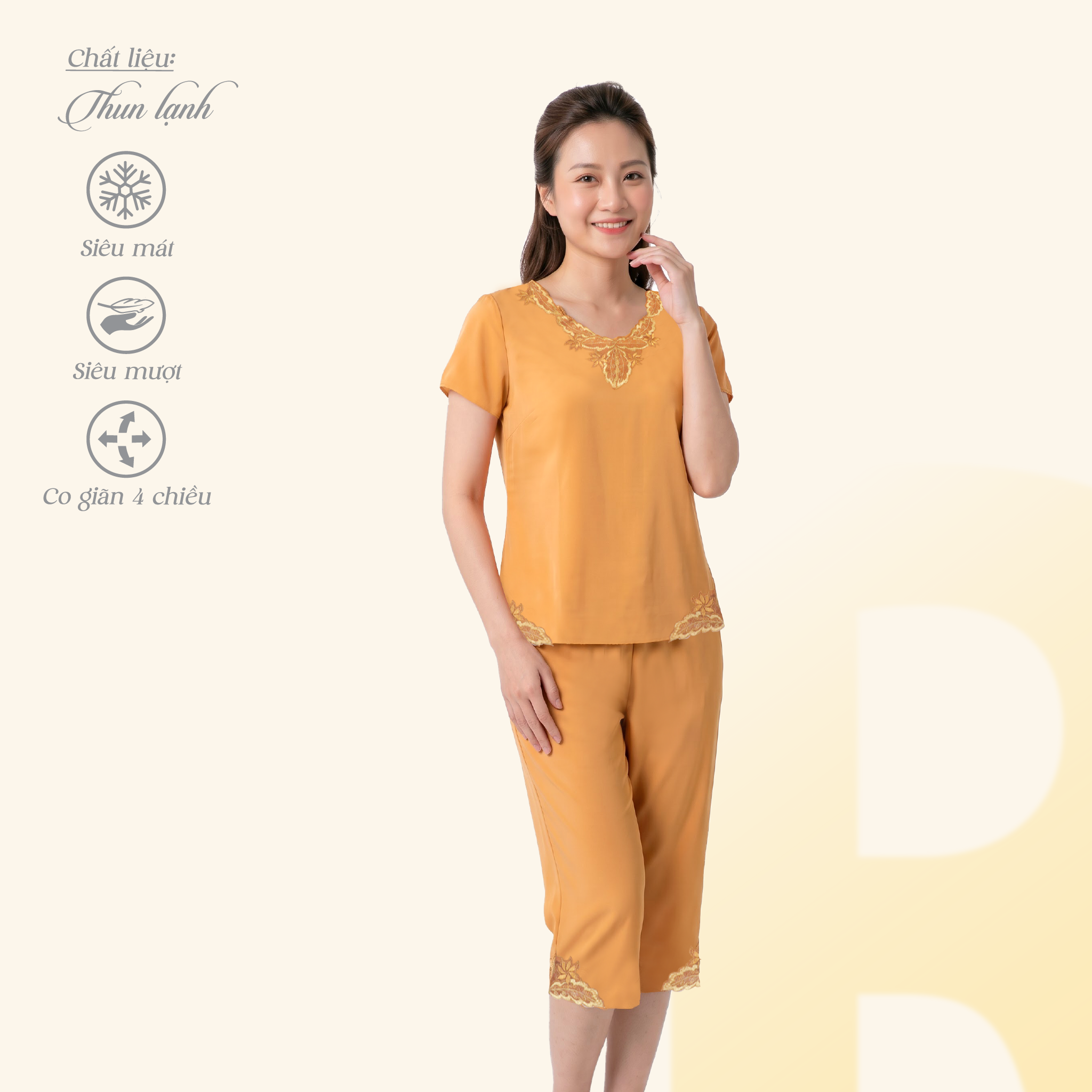 Set đồ bộ nữ kiểu quần lửng Tay Ngắn chất thun lạnh siêu bền 014p 6098