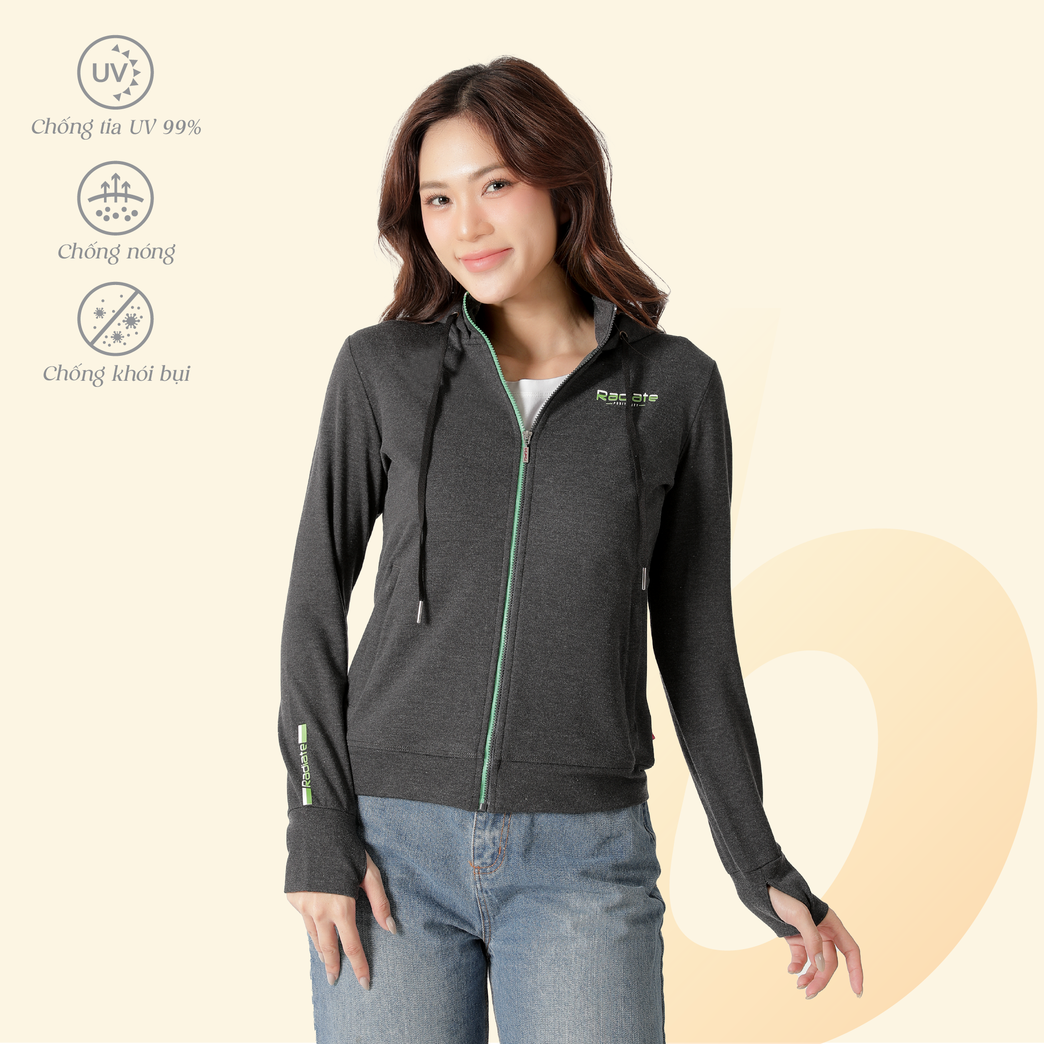 Áo khoác nữ chống nắng, chống UV chất vảy cá cotton cvc mát 401p 1144