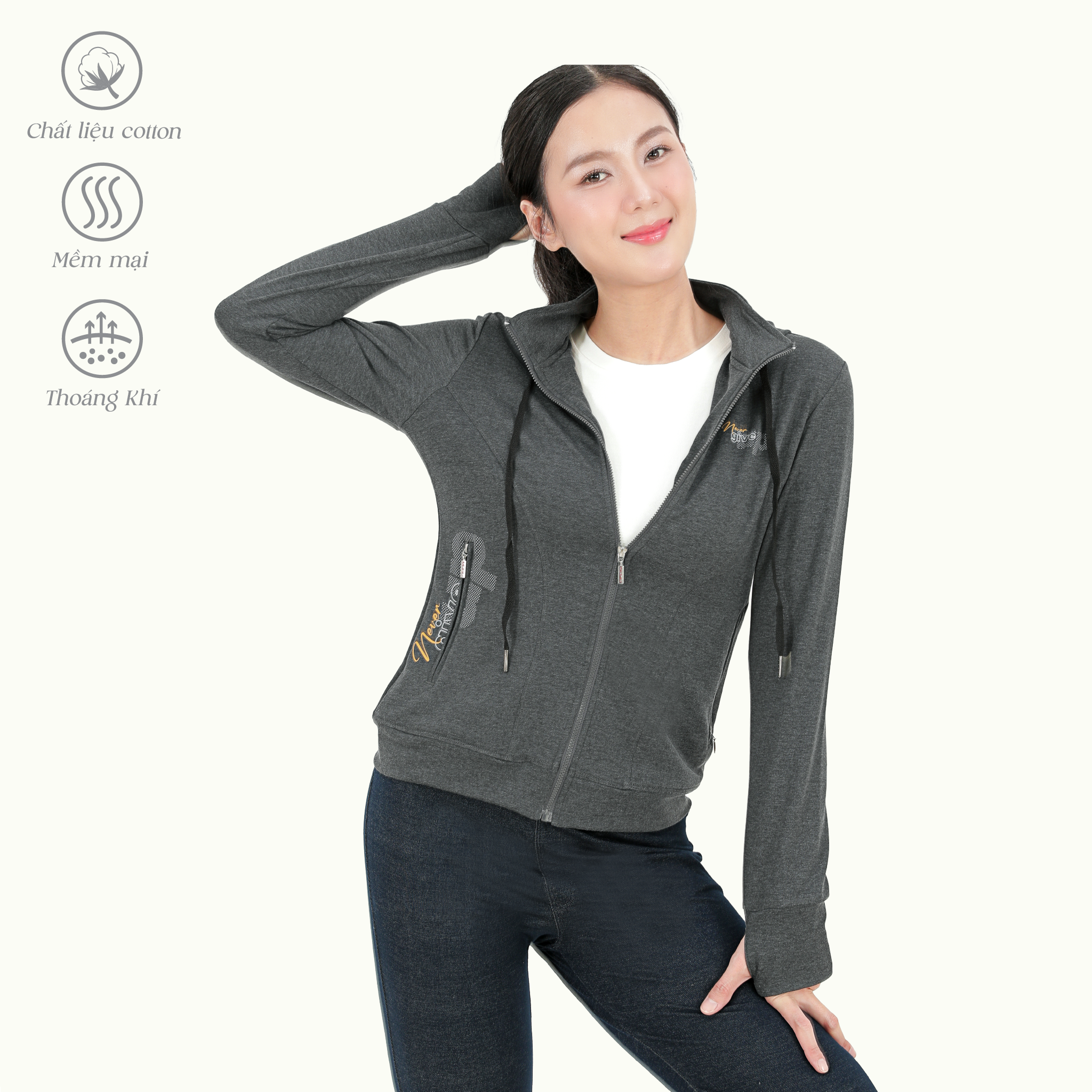 Áo khoác nữ chống nắng, chống UV chất vảy cá cotton TC siêu mát 431p 1356