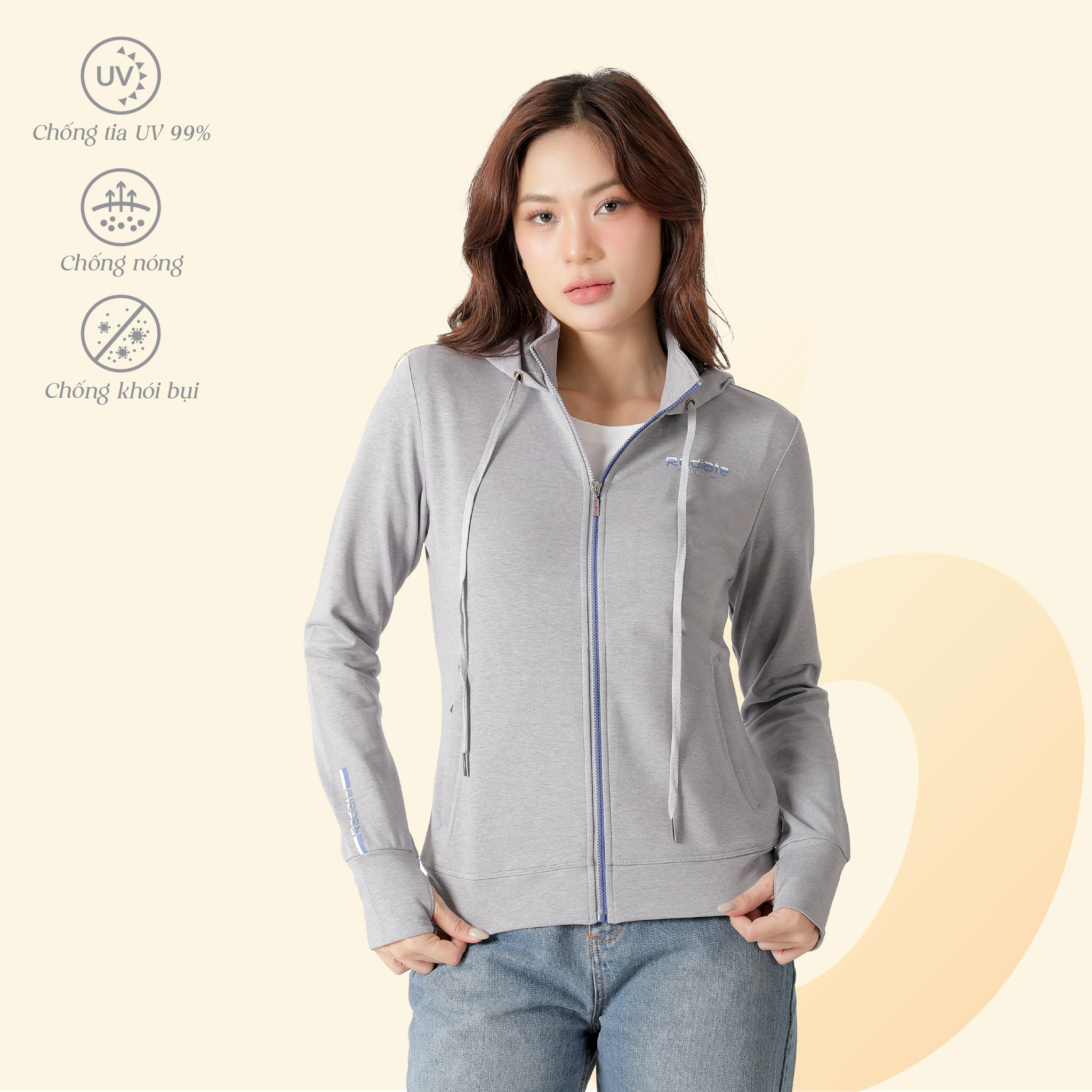 Áo khoác nữ chống nắng, chống UV chất vảy cá cotton cvc mát 401p 1144