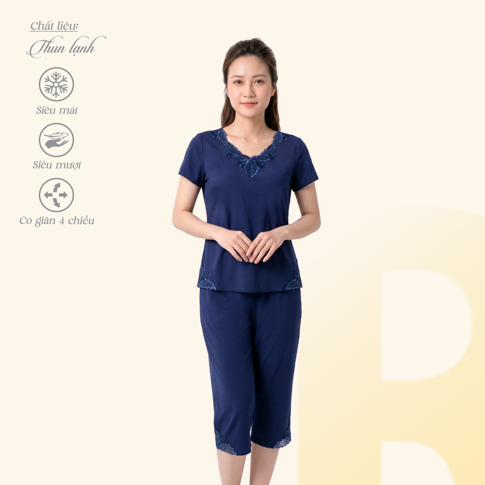 Set đồ bộ nữ kiểu quần lửng Tay Ngắn chất thun lạnh siêu bền 014p 6098