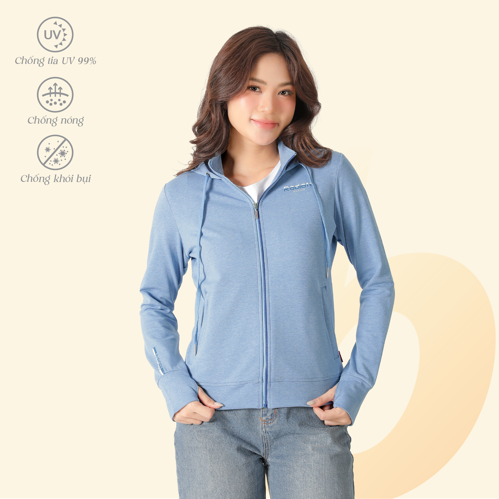 Áo khoác nữ chống nắng, chống UV chất vảy cá cotton cvc mát 401p 1144