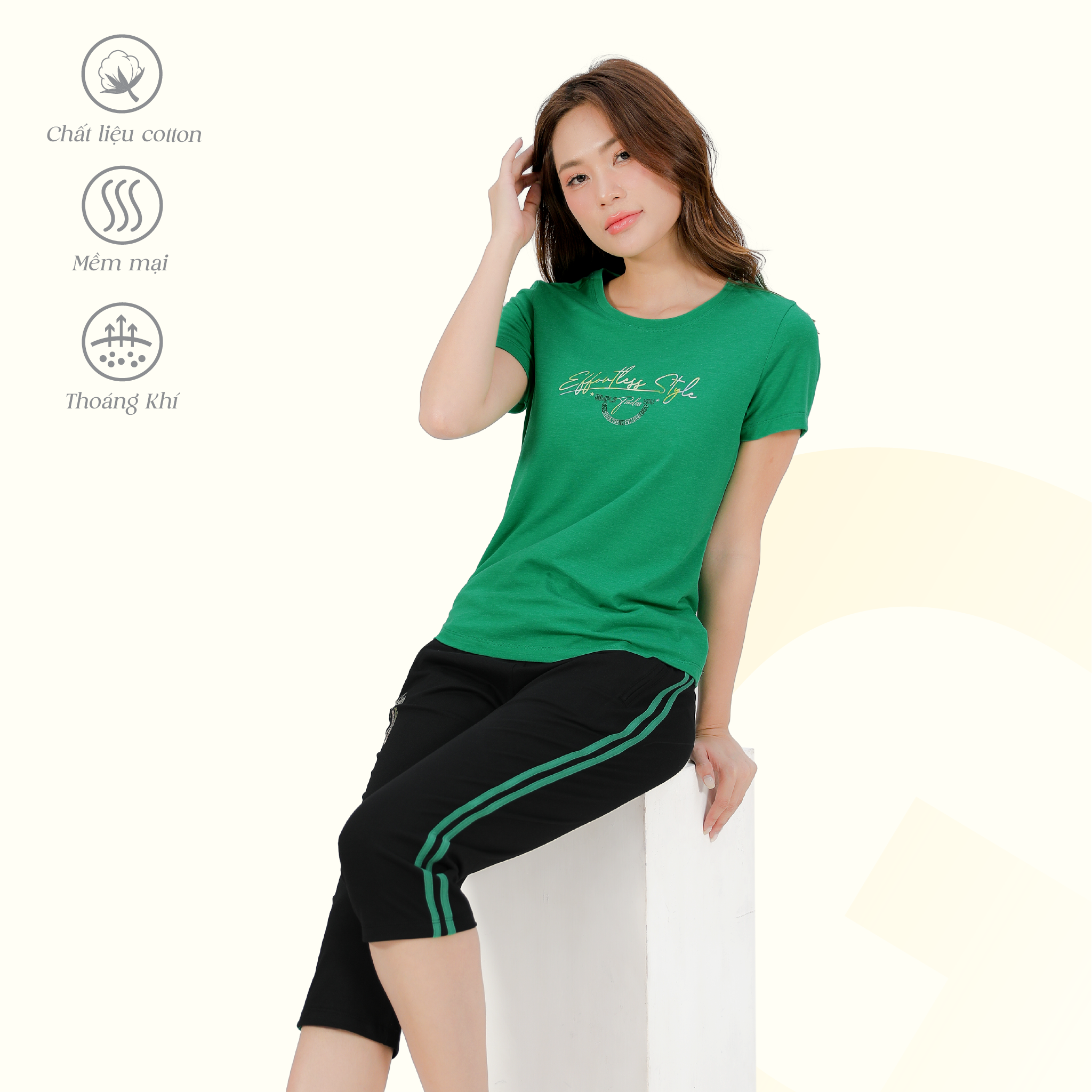 Set đồ bộ nữ 3:1 kiểu quần lửng tay ngắn chất cotton siêu mát 194p 4323