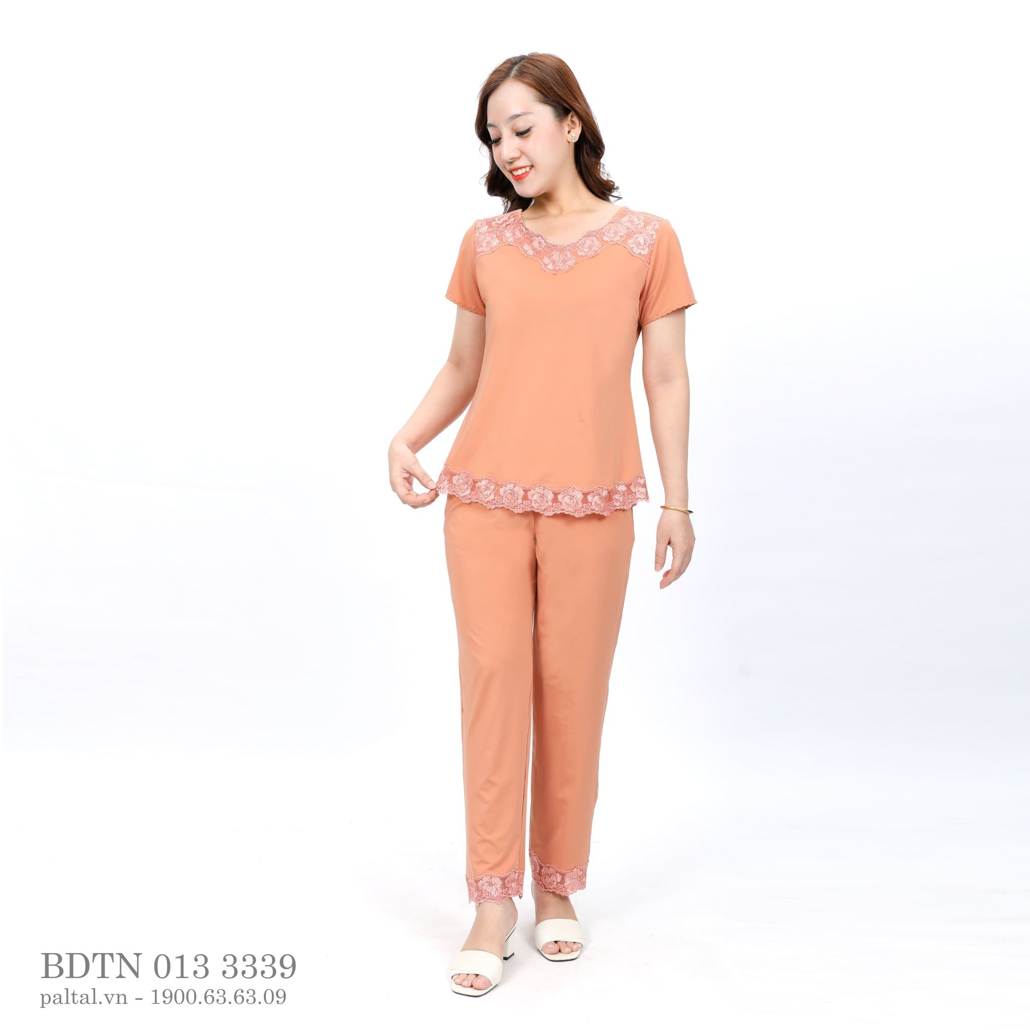 Set đồ bộ nữ kiểu quần dài tay ngắn chất thun lạnh siêu bền 013p 3339
