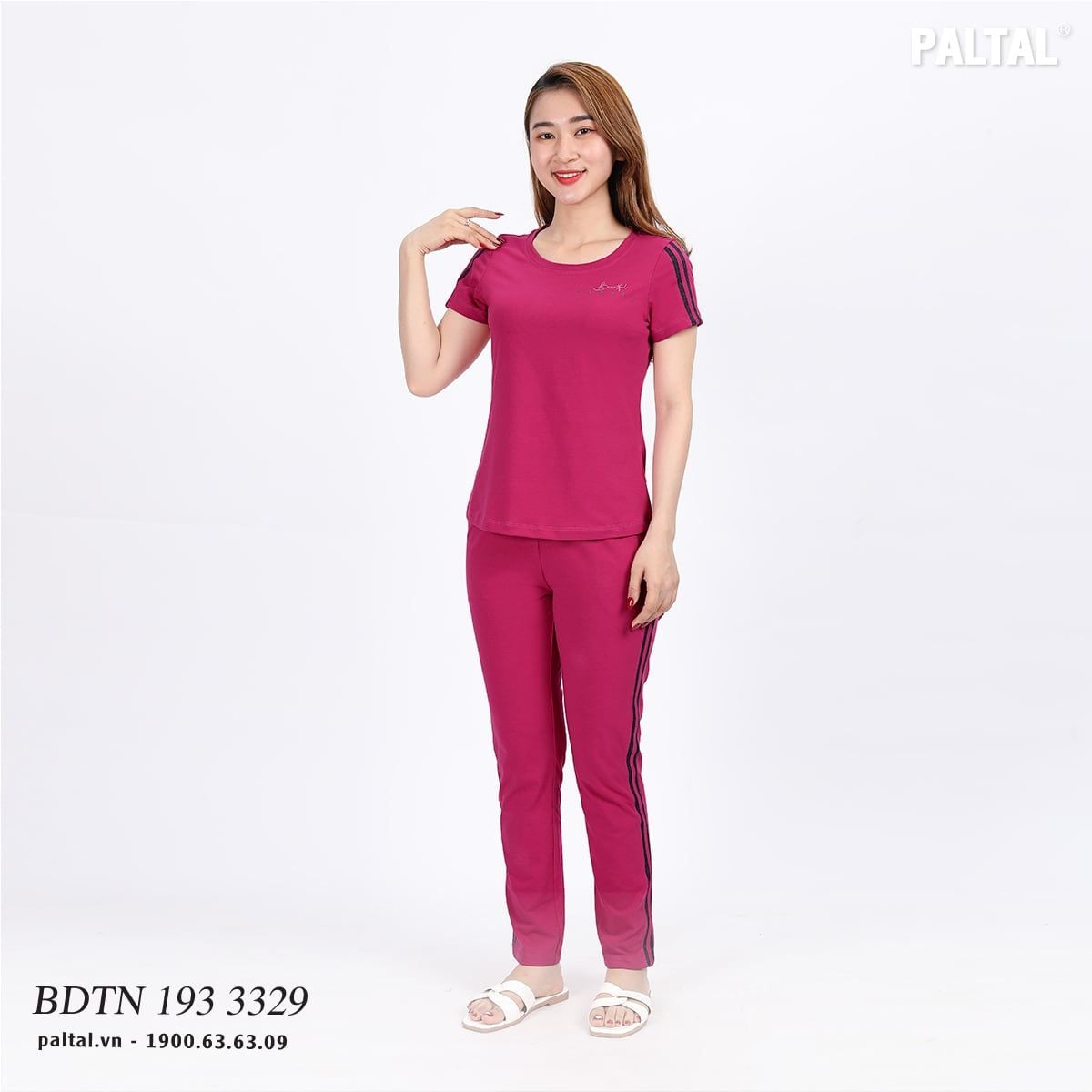 Set đồ bộ nữ kiểu quần dài tay ngắn cotton cvc mát 193p 3329