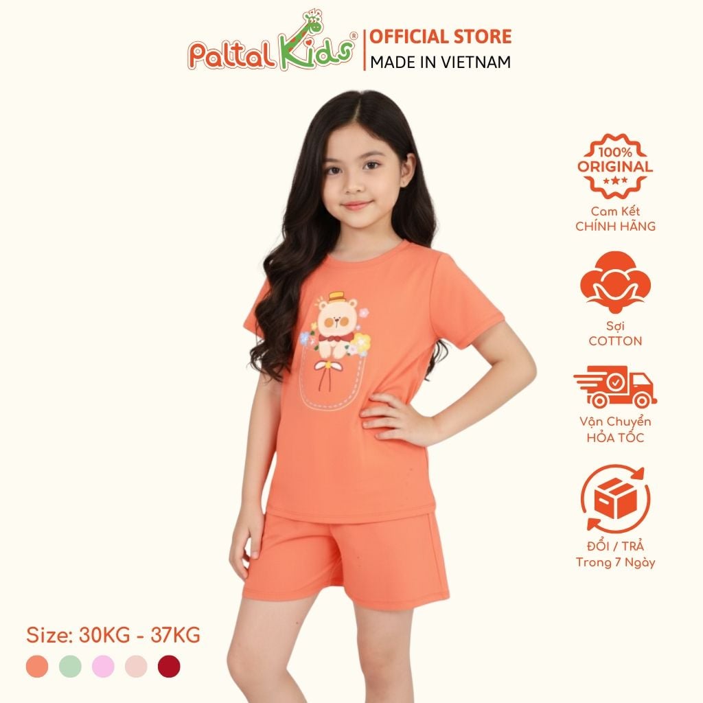 Đồ Bộ Đùi Cơ Bản Cotton Mỹ Bé Gái Cao Cấp - 025 2150 - Size 14