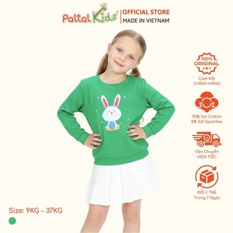 Áo Sweater Cotton Borib Hình In Thỏ Trắng Bé Gái Cao Cấp - 220 1378
