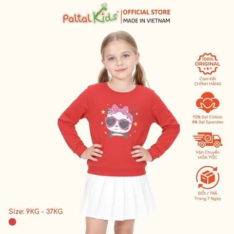 Áo Sweater Cotton Borib Hình In Gấu Panda Bé Gái Cao Cấp - 220 1376