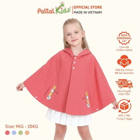 Áo Choàng Cánh Dơi Cotton Melan Bé Gái Cao Cấp - 191 4025