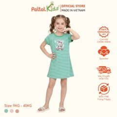 Đầm Dáng A Cánh Dơi Hình In Thỏ Xám Cotton Mỹ Bé Gái Cao Cấp - 02C 8024
