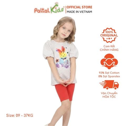 Đồ Bộ Lửng Cotton Mỹ Hình In Thỏ Cầu Vòng Bé Gái Cao Cấp - 024 7033