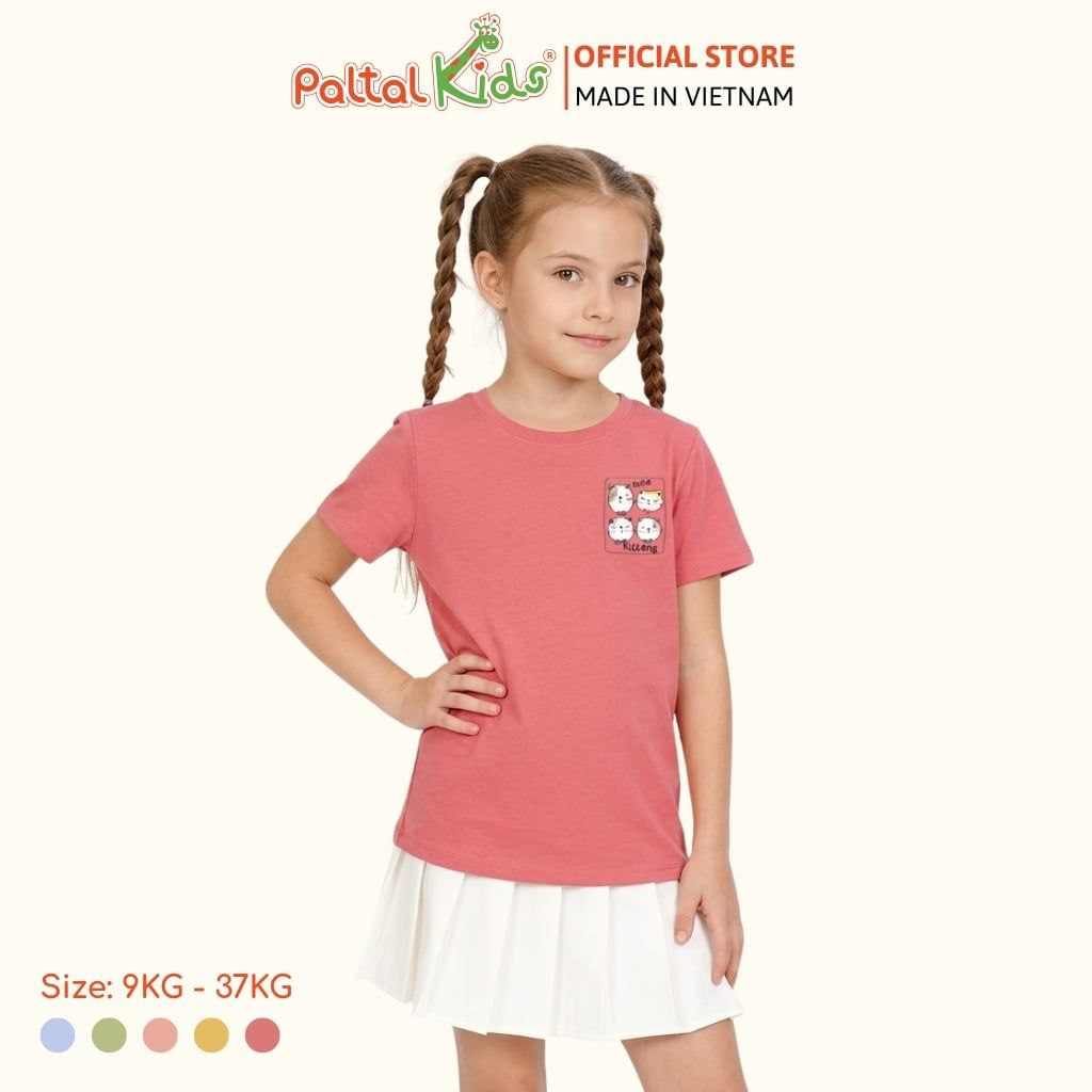 Áo Thun Cotton Melan 4 Chú Mèo Bé Gái Cao Cấp - 190 1409