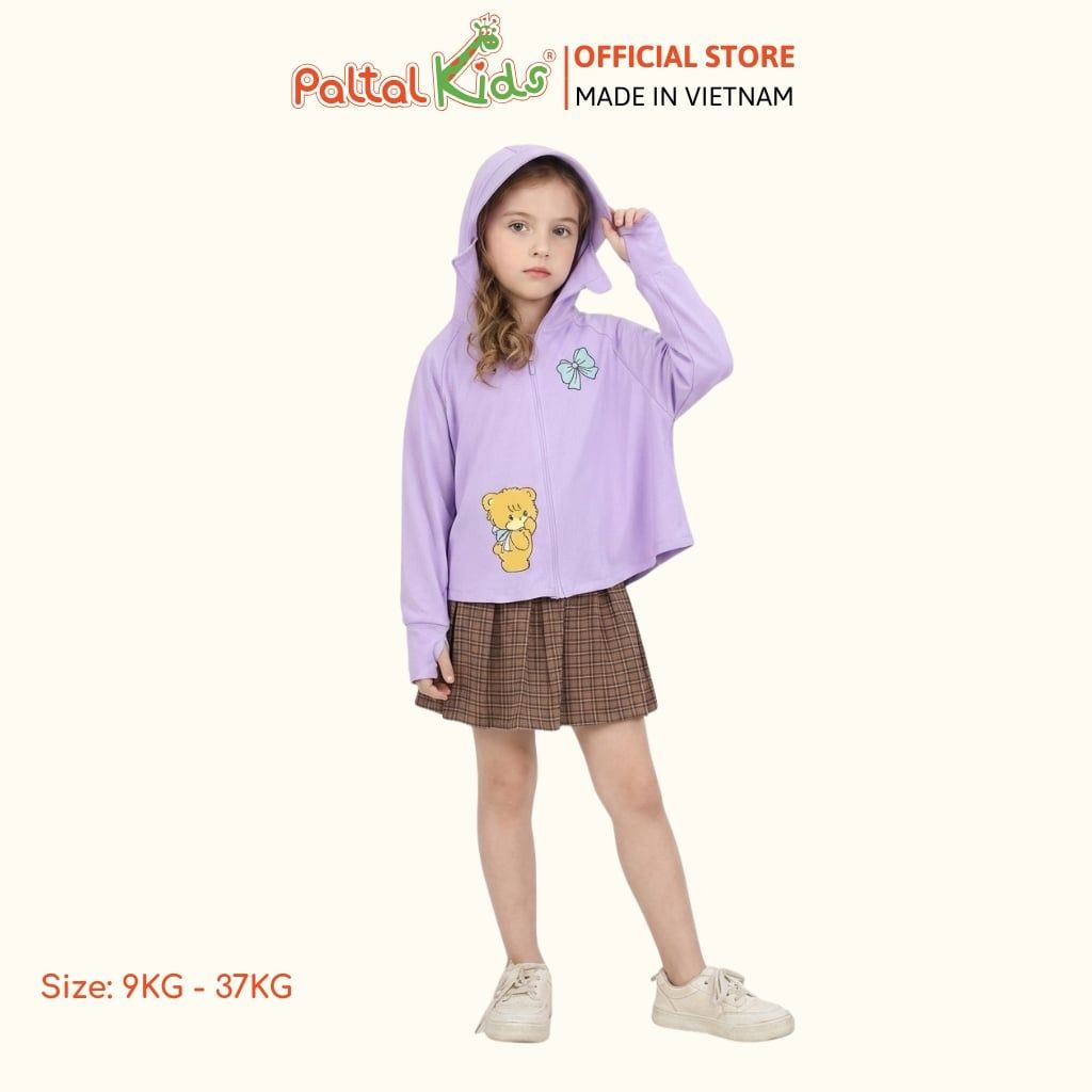Áo Khoác Croptop Poly Chống Nắng Hình In Gấu Vàng Bé Gái Cao Cấp - 311 4034