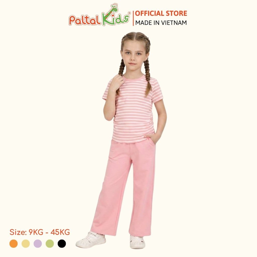 Đồ Bộ Dài Áo Dây Rút Cotton Viscose Bé Gái Cao Cấp - 023 6073